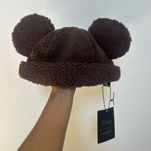 Disney Brown Sherpa hat with Mickey ears